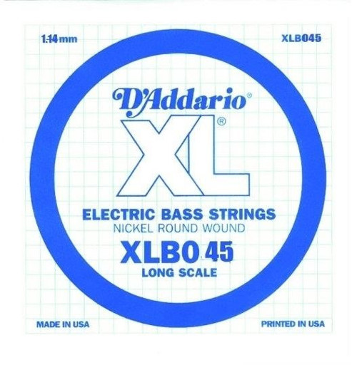 D'Addario XLB045 XL Nickel Wound Bas Gitar Tek Teli ($0.045$ İnç) | G/Sol Teli Standardı, Nikel Sargılı Çelik Çekirdek,