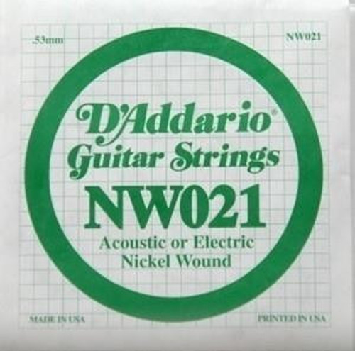NW021 Elektro ve Akustik Tek Tel | Nickel Wound, (SOL), .021