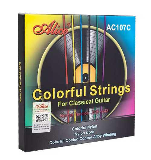 AC107C-N Renkli Klasik Gitar Teli | Eğitim ve Performans İçin Görsel Kolaylık Sağlayan Renkli Tasarım Çocuklar İçi