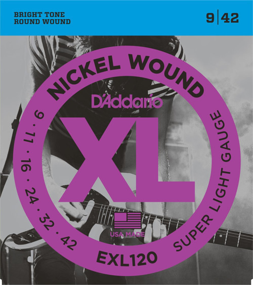 D'Addario EXL120 XL Nickel Serisi Elektro Gitar Tel Seti (Super Light - 09-42)