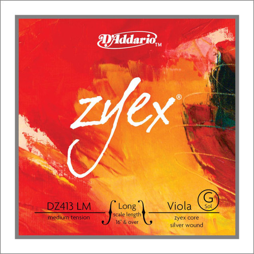 D'Addario DZ413LM Zyex Tek Viyola Sol (G) Teli (Long Scale) | Gümüş Sarımlı Zengin Ses Derinliği Hassas Yay Duyarlılığı