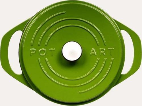 Potart 28 cm Yuvarlak Döküm Tencere Parlak Yeşil