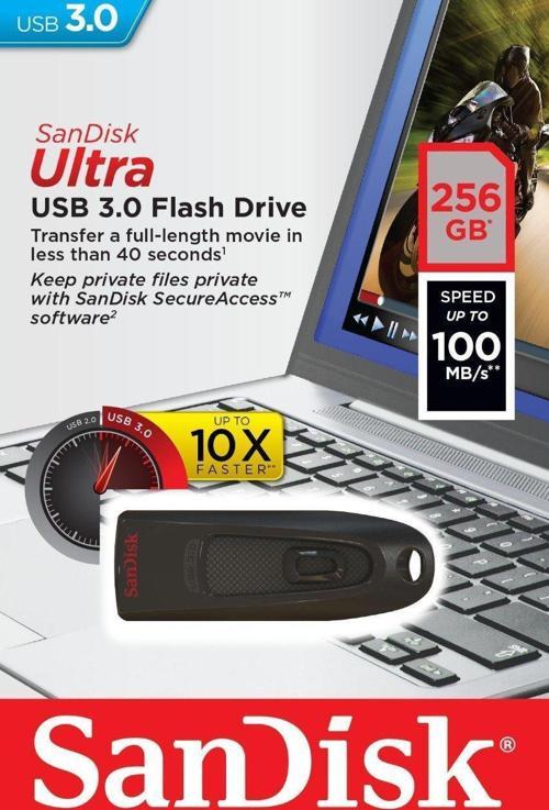 256GB USB 3.0 Flash Bellek  Ultra 100MB/s SDCZ48-256G-U46