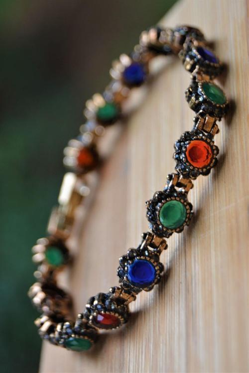 Black Diamond Safir Yakut Zümrüt Bileklik Karışık Çok Renkli