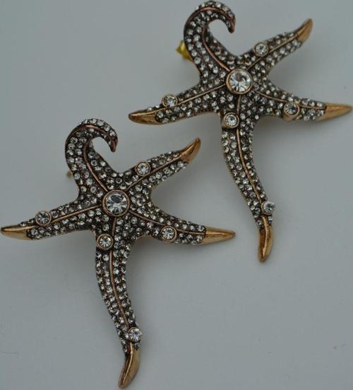 Deniz Yıldızı Zirkon Taşlı Bayan Küpe Bronz