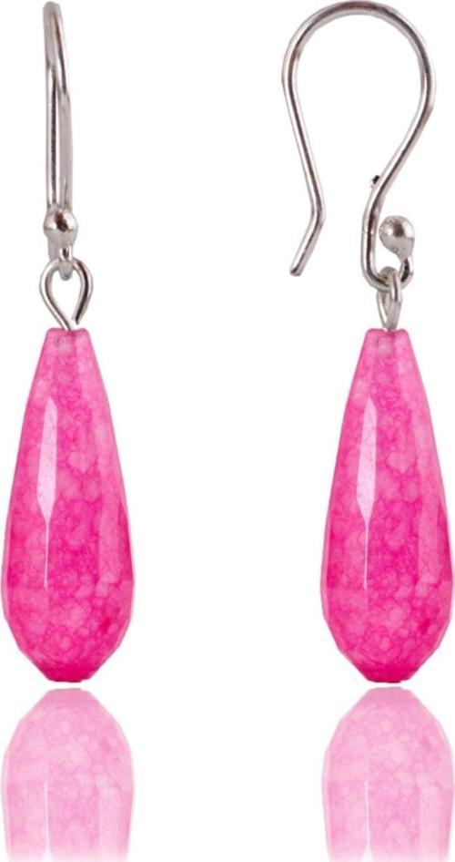 Jade Rahatlatıcı Doğal Taş Kadın Gümüş Küpe Pembe