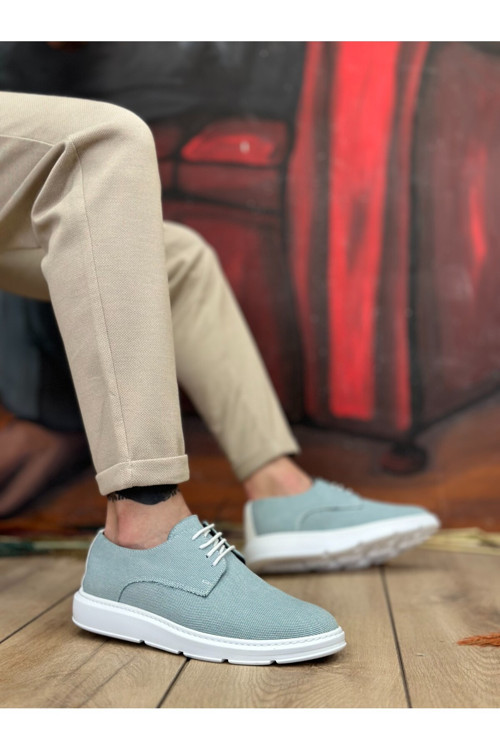 Ba0003 Bağcıklı Klasik Spor Keten Turkuaz Yüksek Taban Casual Erkek Ayakkabı