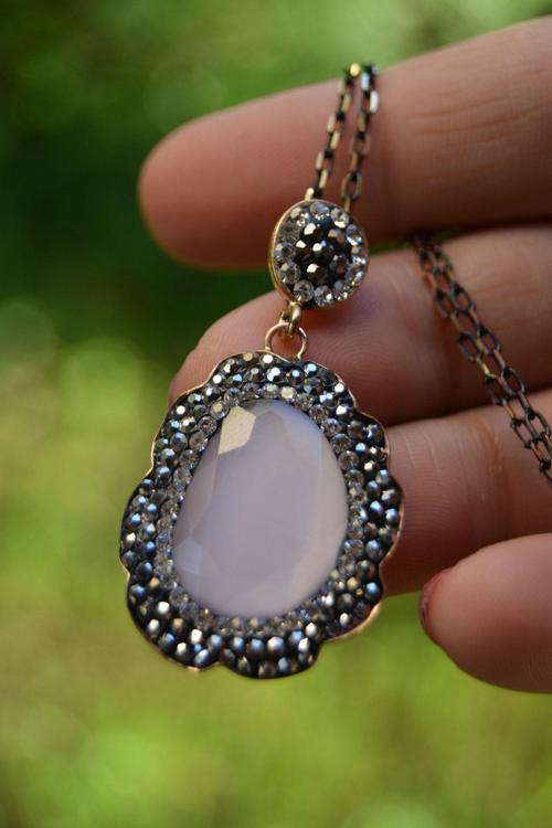 Jewellery Bayan Kolye Kedi Gözü Pembe Toz Pembe