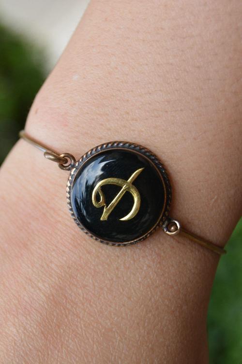 Jewellery Elif Figürlü Ve Vav Bileklik Siyah