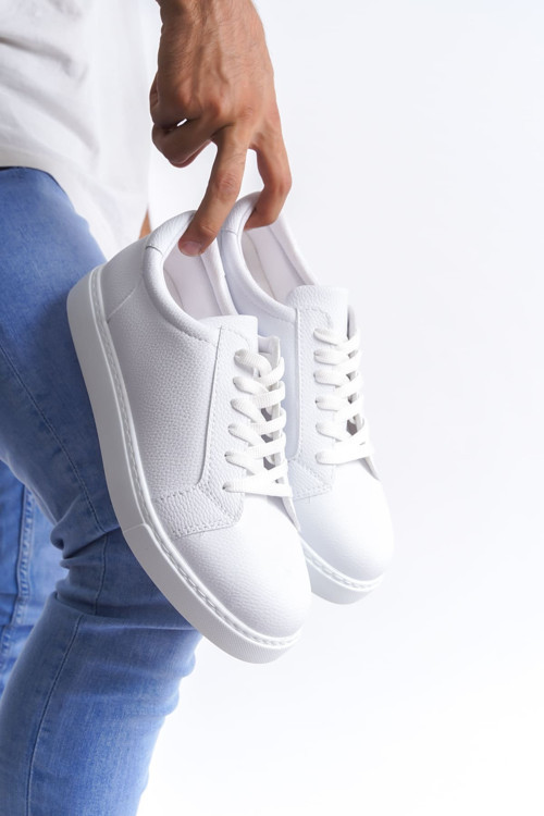 Slw165 Elite Bağcıklı Cilt Erkek Günlük Sneaker Ayakkabı Bt Beyaz