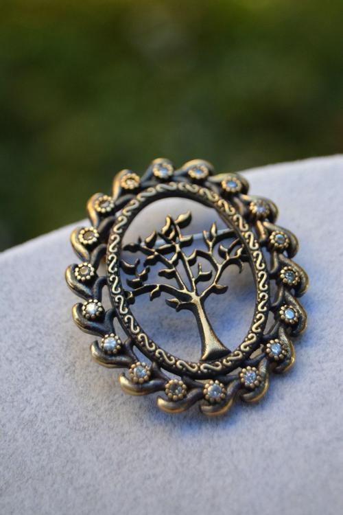 Jewellery Hayat Ağacı Bayan Broş Kristal