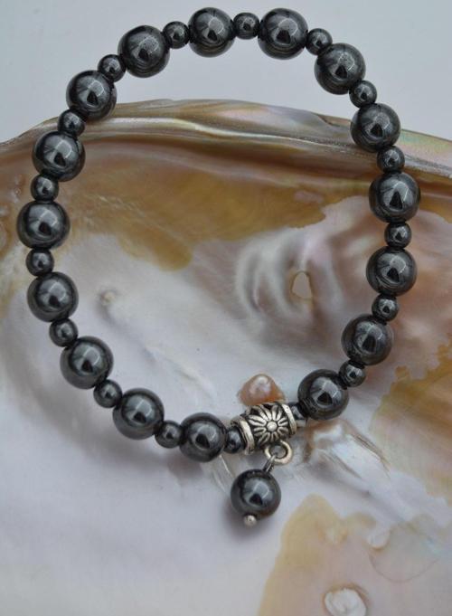 Jewellery Hematit Doğal Taşlı Unisex Bileklik Gri
