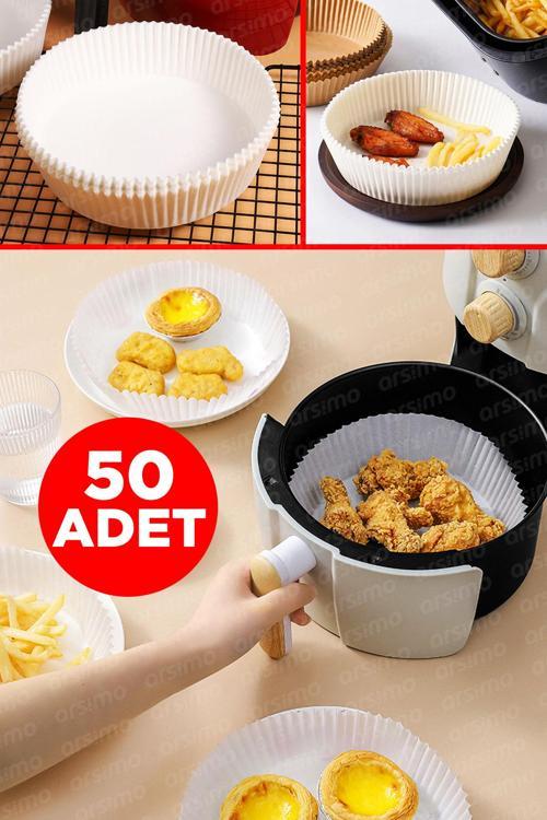 50 Adet Air Fryer Pişirme Kağıdı | Fırın Kağıdı Yuvarlak Pişirme Kağıdı Fırın Hava Fritöz Airfryer