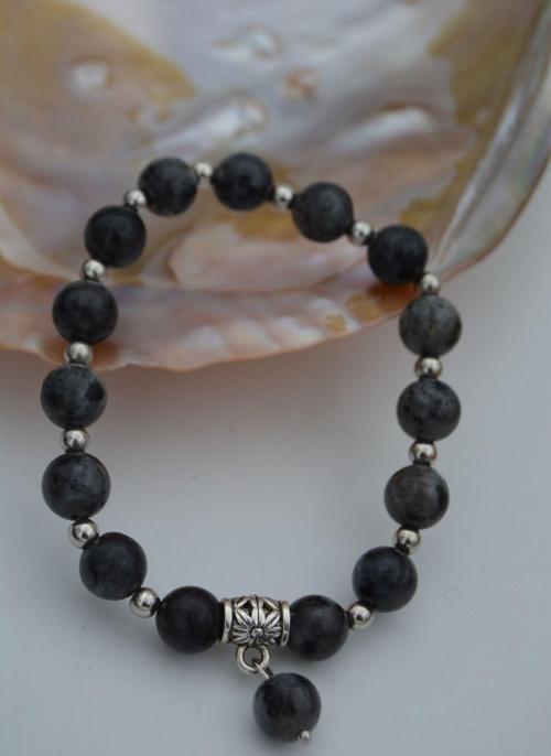 Jewellery Larvakit Doğal Taşlı Bileklik Gri
