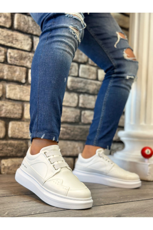 Ba0302 Boa Kalın Taban Bağcıksız Tarz Casual Beyaz Erkek Ayakkabı