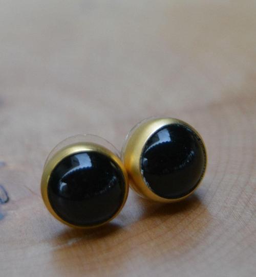 Jewellery Oniks Doğal Taş El Yapımı Küpe Siyah