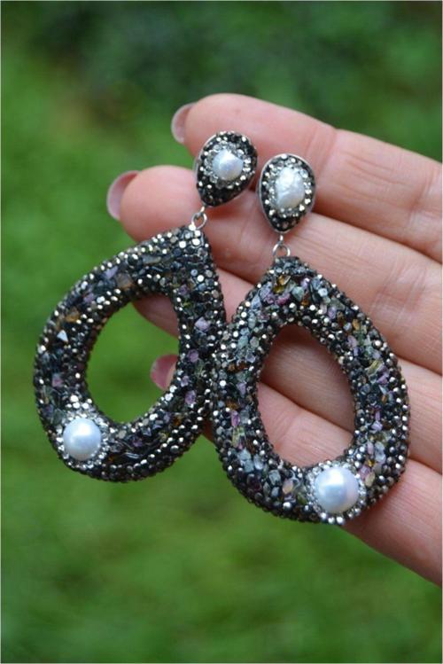 Jewellery Özel Tasarım Küpe Siyah ve Beyaz