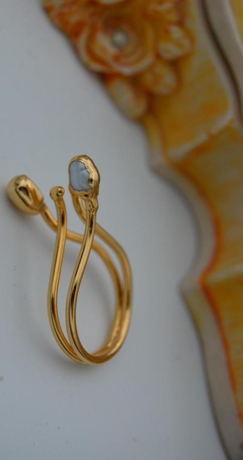 Jewellery Tohum Incili Ayarlanabilir Özel Tasarım Kadın Yüzük Altın