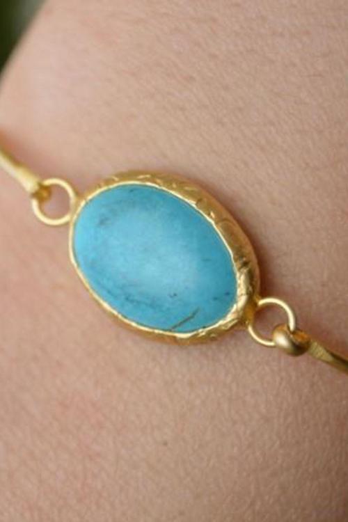 Jewellery Turkuaz Taşlı Bileklik Turkuaz Mavi