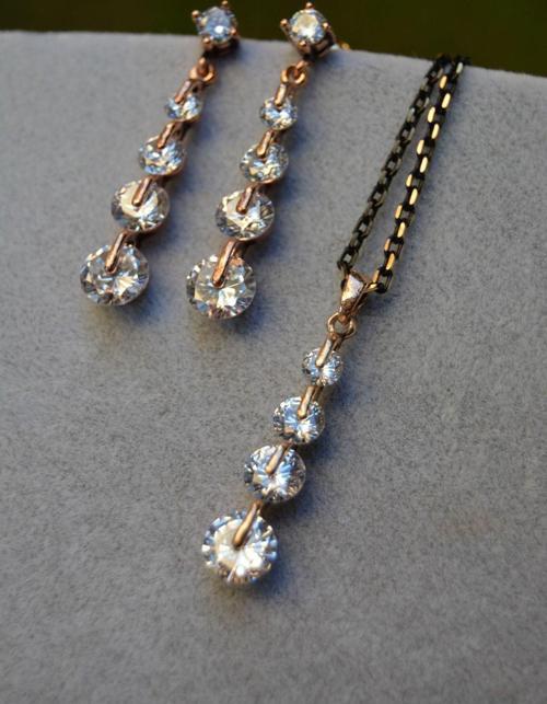 Jewellery Zirkon Bayan Set Yeşil