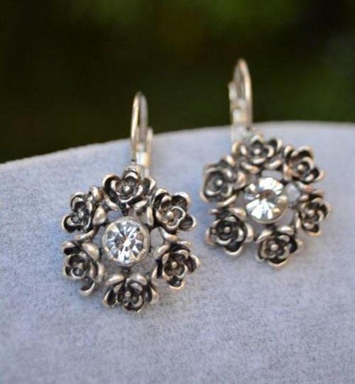Jewellery Zirkon Taşlı Bayan Küpe Şeffaf Kristal
