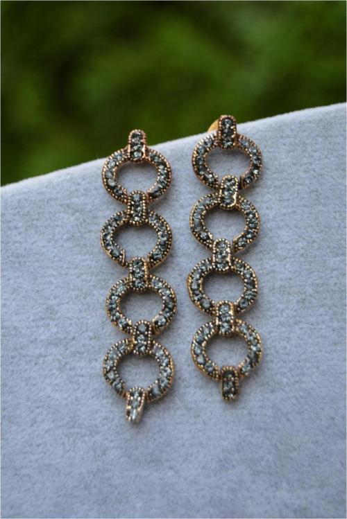 Jewellery Zirkon Taşlı Küpe Bronz