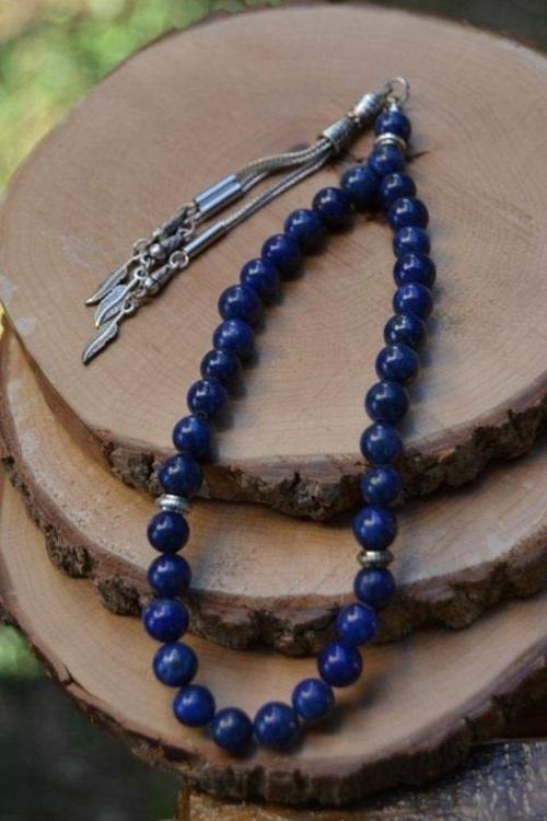 Lapis Lazuli Aktif Doğal Taş Tesbih Lacivert Mavi