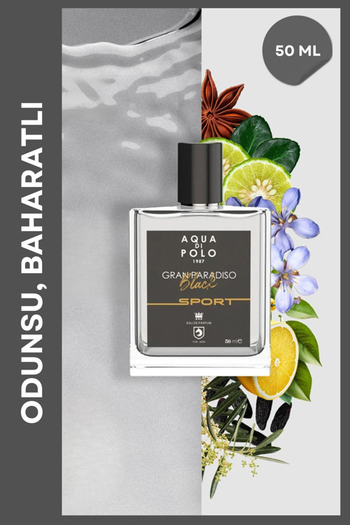 Gran Paradiso Black Sport EDP Erkek Parfüm 50 ml | Odunsu, Baharatlı | Limon, Bergamot, Tütün, Deri