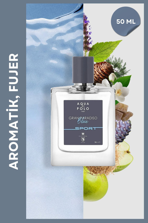 Gran Paradiso Blue Sport EDP Erkek Parfüm 50 ml | Aromatik, Fujer | Çam, Yeşil Elma, Sedir, Paçuli
