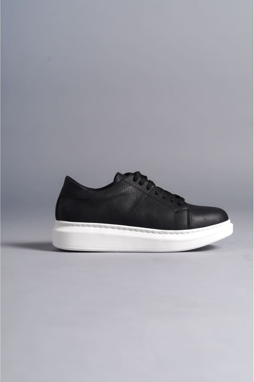 Slw151 Boost Bağcıklı Cilt Erkek Günlük Sneaker Ayakkabı Bt Siyah