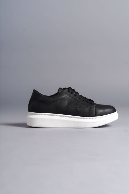 Slw151 Boost Bağcıklı Cilt Erkek Günlük Sneaker Ayakkabı Bt Siyah