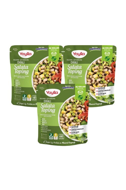 Haşlanmış Suyu Süzülmüş Chialı Salata Toping 150 gr x3