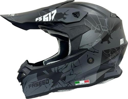 617 Full Face Cross Kapalı Bisiklet Motosiklet Kaskı XL Beden Mat Siyah Gri