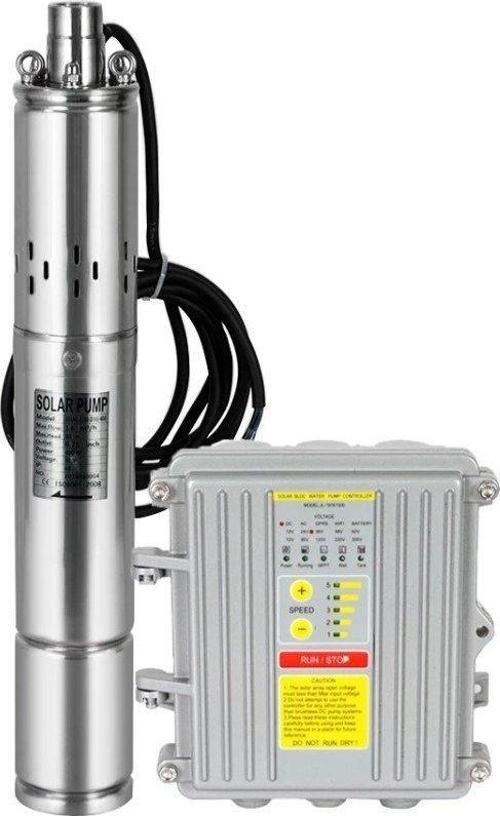 24 Volt Dc Solar Güneş Enerjili Dalgıç Pompa 70mm Dış Çap 140 Watt Panolu 50 Mss 1.3 m³/h