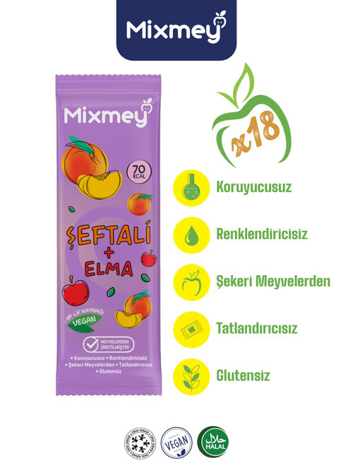 Şeftali Meyve Barı 18 Adet | Sağlıklı Atıştırmalıklar – Vegan, Glutensiz, Koruyucusuz 20gr X 18 Adet