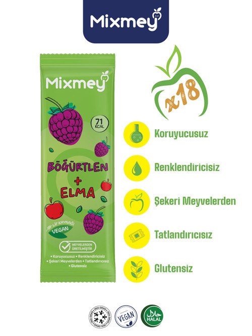 Böğürtlen Meyve Barı 18 Adet | Sağlıklı Atıştırmalıklar – Vegan, Glutensiz, Koruyucusuz 20g x 18adet