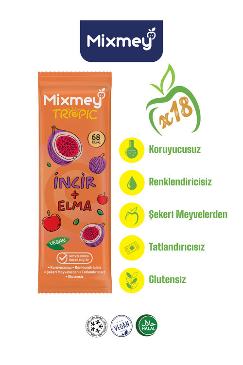 İncir Meyve Barı 18 Adet | Sağlıklı Atıştırmalıklar – Vegan, Glutensiz, Koruyucusuz (20GR X 18 ADET)
