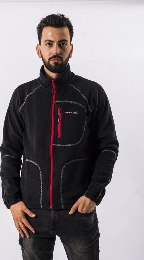 Man Full Zipper Fleece Polar-SİYAH-KIRMIZI