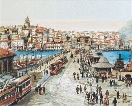 Pastelya Sayılarla Boyama Seti Rulo Çerçevesiz Eski İstanbul