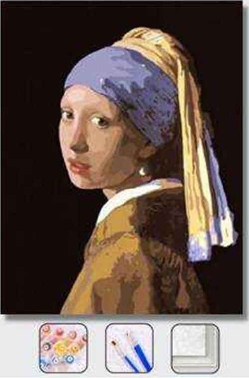 Pastelya Sayılarla Boyama Seti Çerçeveli Kasnaklı Sayılarla Boyama İnci Küpeli Kız