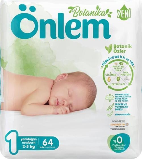 Botanika 1 Numara Yenidoğan Bebek Bezi Jumbo Paket 64 Adet (2 - 5 kg)