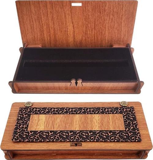 Ahşap Deri Kalem Kutusu Süngerli