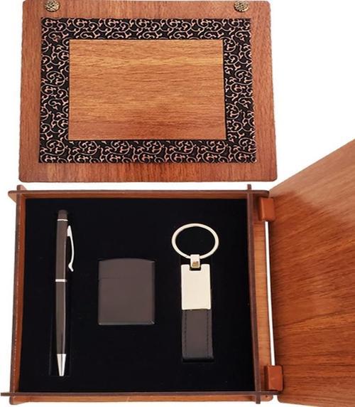 Ahşap Kutulu Siyah Kalem Anahtarlık Mat Çakmak