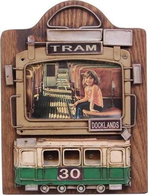 Dekoratif Metal Çerçeve Tramvay Dekorlu Vintage Hediyelik