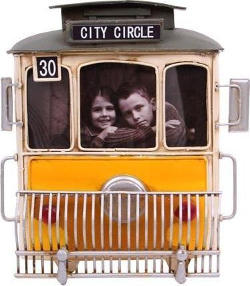 Dekoratif Metal Çerçeve Tramvay Temalı Vintage Hediyelik