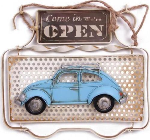 Dekoratif Metal Kapı Yazısı Araba Dekorlu Vintage Hediyelik