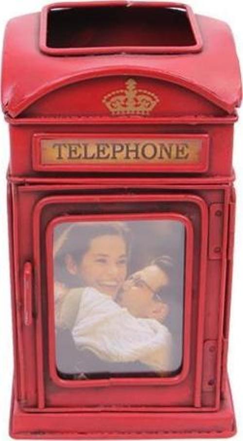 Dekoratif Metal Londra Telefon Kulübesi Kalemlik ve Çerçeveli