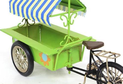 Dekoratif Metal Üç Tekerlekli Çiçek Arabası Biblo Hediyelik