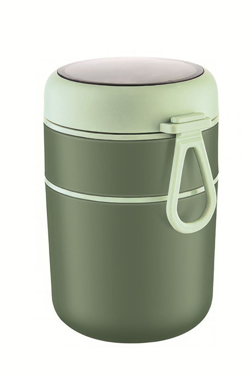 304 Çelik Çift Katlı 680 ml Yeşil Yemek Mama Saklama Kabı (SICAK TUTMAZ) mt249ys