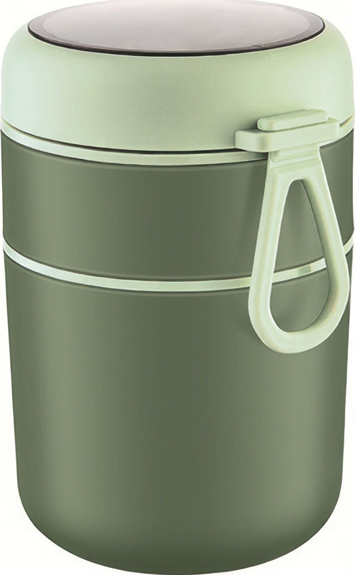304 Çelik Çift Katlı 680 ml Yeşil Yemek Mama Saklama Kabı (SICAK TUTMAZ) mt249ys
